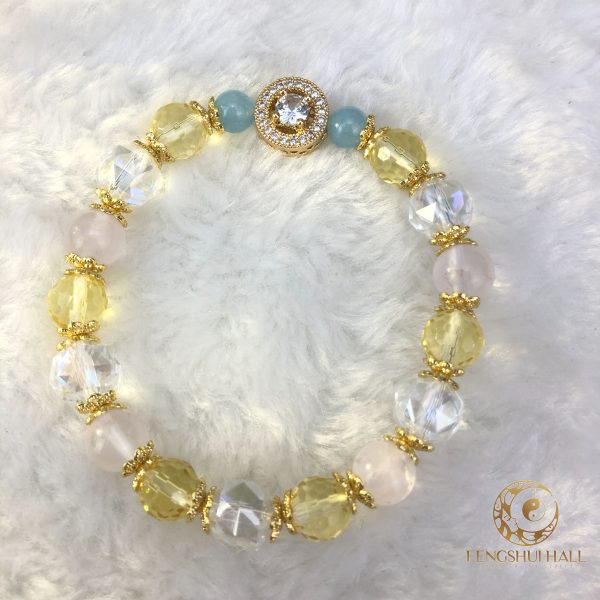 The Reflection of the Golden Narcissus: Love is All Around You Crystal Aquamarine Bracelet