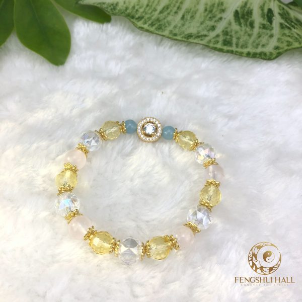 The Reflection of the Golden Narcissus: Love is All Around You Crystal Aquamarine Bracelet