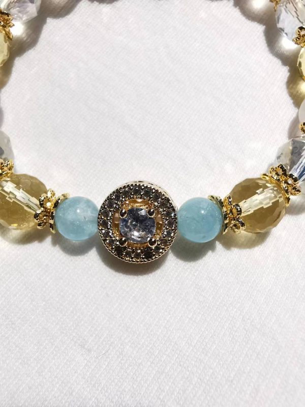 The Reflection of the Golden Narcissus: Love is All Around You Crystal Aquamarine Bracelet