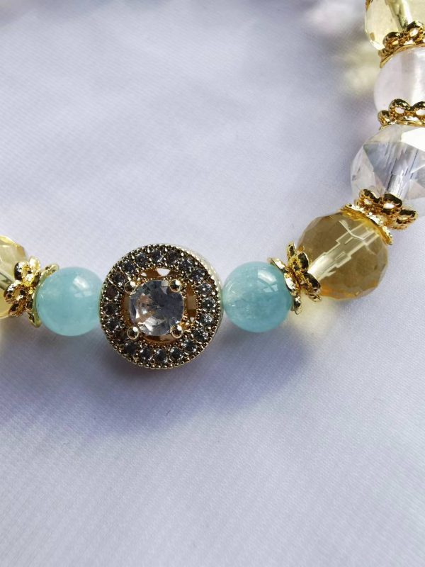 The Reflection of the Golden Narcissus: Love is All Around You Crystal Aquamarine Bracelet