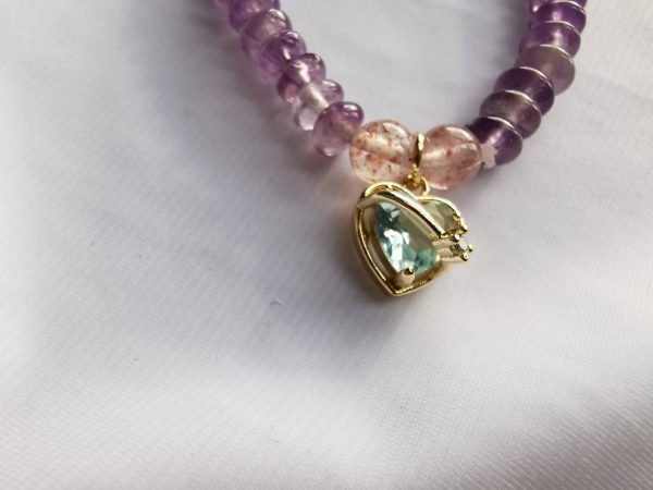 Pujiu Temple Lovers: Love Fortune Amethyst and Aquamarine Elegant Bracelet