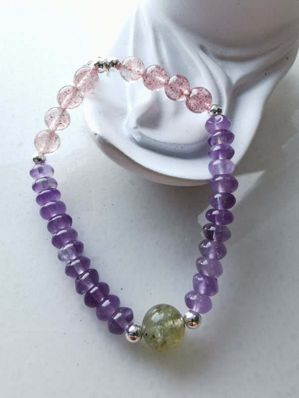 Healing by Amethyst Strawberry Quartz Arusha Bracelet