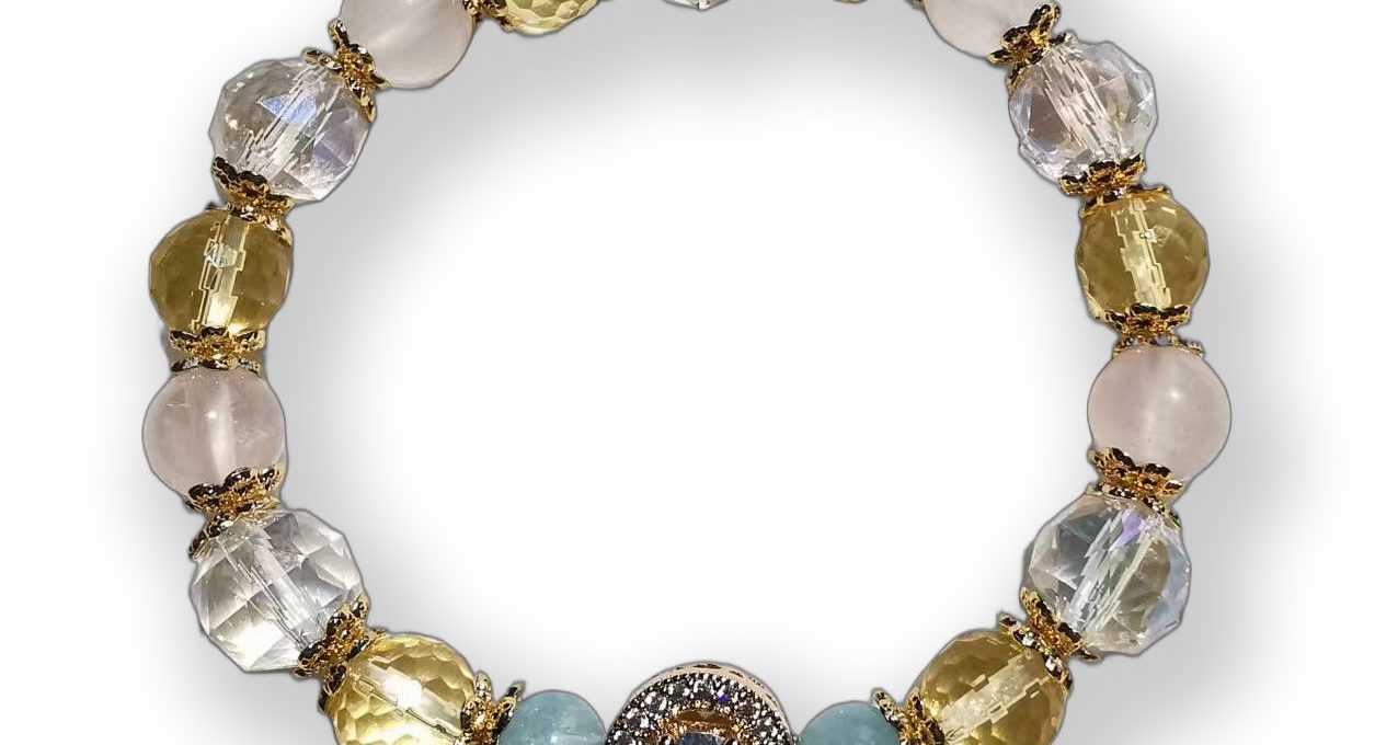 The Reflection of the Golden Narcissus: Love is All Around You Crystal Aquamarine Bracelet