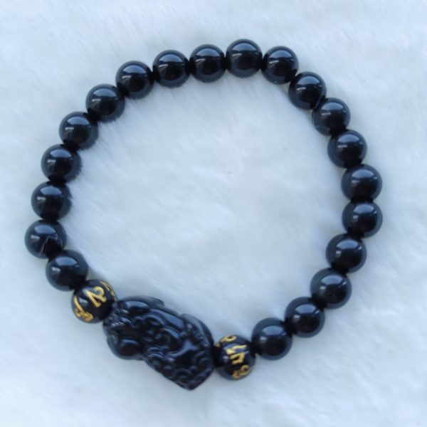 Natural obsidian pixiu 8mm men bracelet