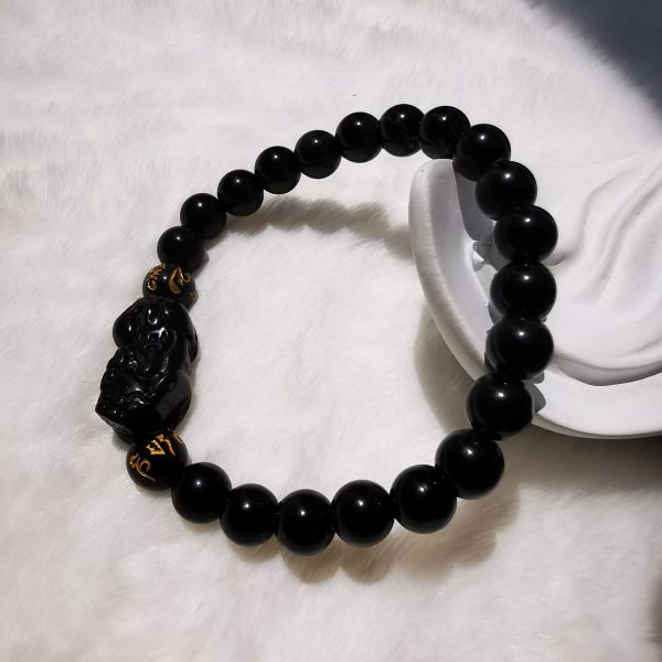 Natural obsidian pixiu 8mm men bracelet